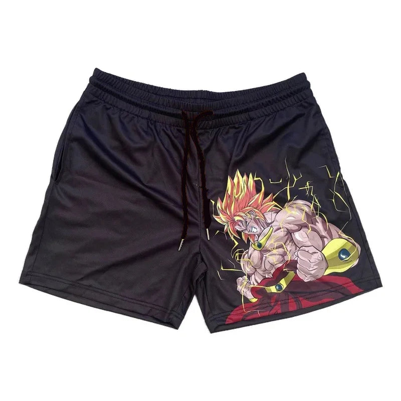 Bermudas Casuais de Anime para Homens e Mulheres, Mangá, Cartoon, Esportivas, de Academia, Fitness, com Estampa 3D, Secagem Rápida, Malha, Boardshorts de Verão Masculino