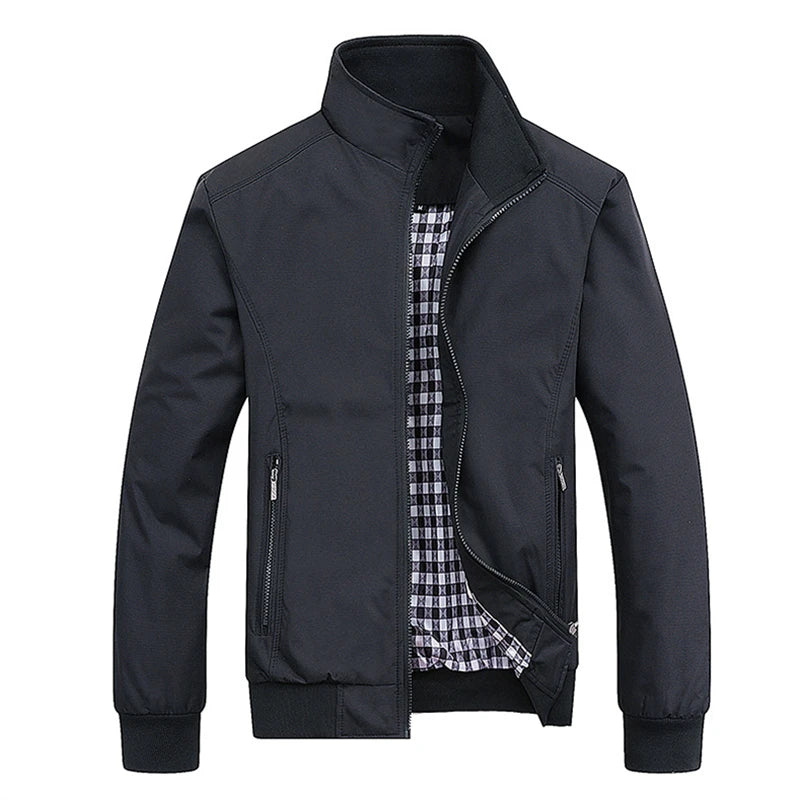 Tendência de Moda de Casacos Masculinos de Primavera e Outono Jaqueta Casual Cardigã Grande e Solto Jaqueta Estilo Pai de Meia-Idade Jaqueta de Beisebol