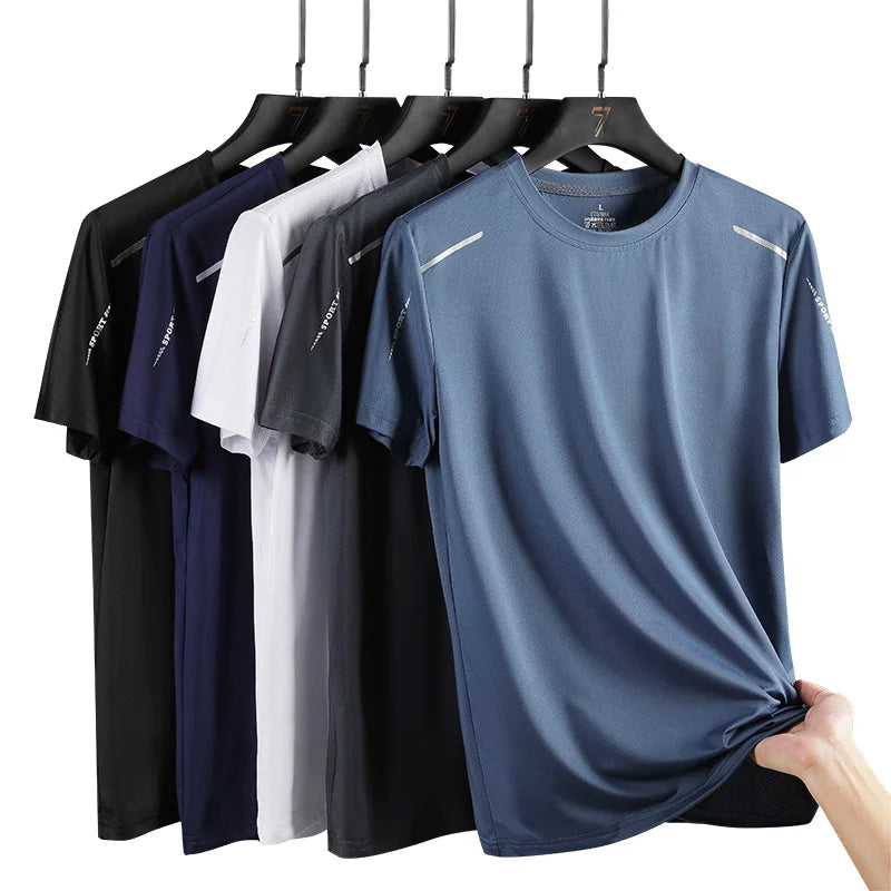 Camiseta Masculina  para Corrida, Secagem Rápida, Respirável, para Caminhada e Pesca, Macia e Elástica, Camisa Curta para Esportes ao Ar Livre no Verão