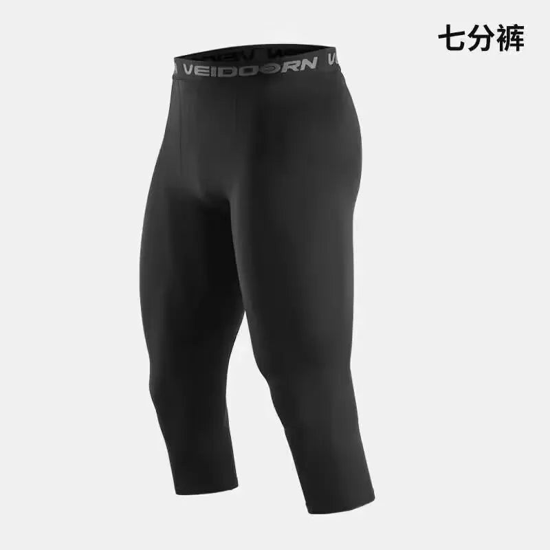 Calças de Compressão Masculinas Leggings Secagem Rápida Esportivas Camada Base Corrida Treinamento Atlético Shorts Ativos