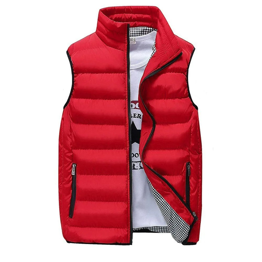 Colete Masculino à Prova de Vento, Jaqueta Sem Manga, Casaco de Inverno, Casaco Casual, Colete Masculino com Enchimento de Algodão, Aquecido e Aumentado, Colete Grosso