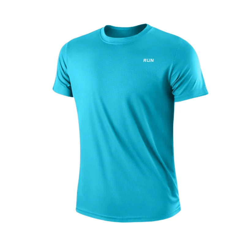 Camiseta masculina de alta qualidade, respirável, de secagem rápida, ideal para corrida, esportes e academia, confortável, de manga curta, casual e leve
