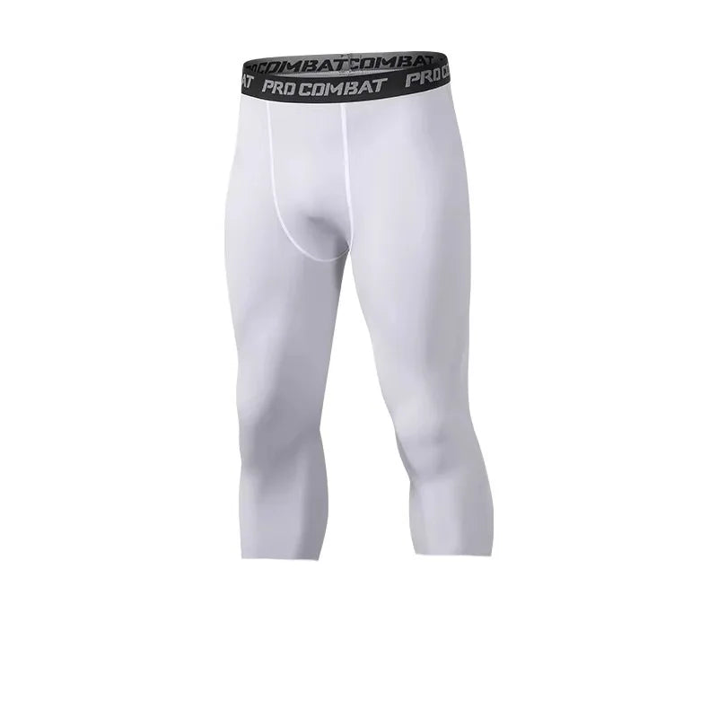 Calças de Compressão Masculinas Leggings Secagem Rápida Esportivas Camada Base Corrida Treinamento Atlético Shorts Ativos