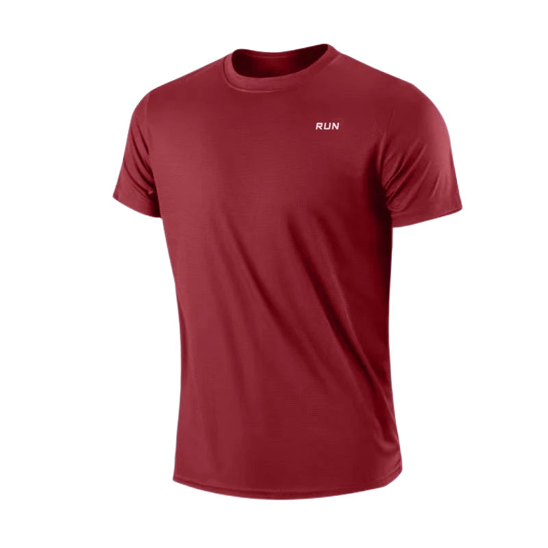 Camiseta masculina de alta qualidade, respirável, de secagem rápida, ideal para corrida, esportes e academia, confortável, de manga curta, casual e leve