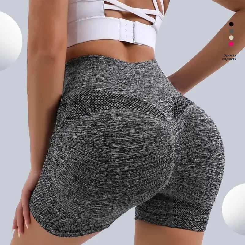Shorts Femininos de Cintura Alta para Treino Levantamento de Bumbum Controle de Barriga Shorts de Yoga Com Franzido9