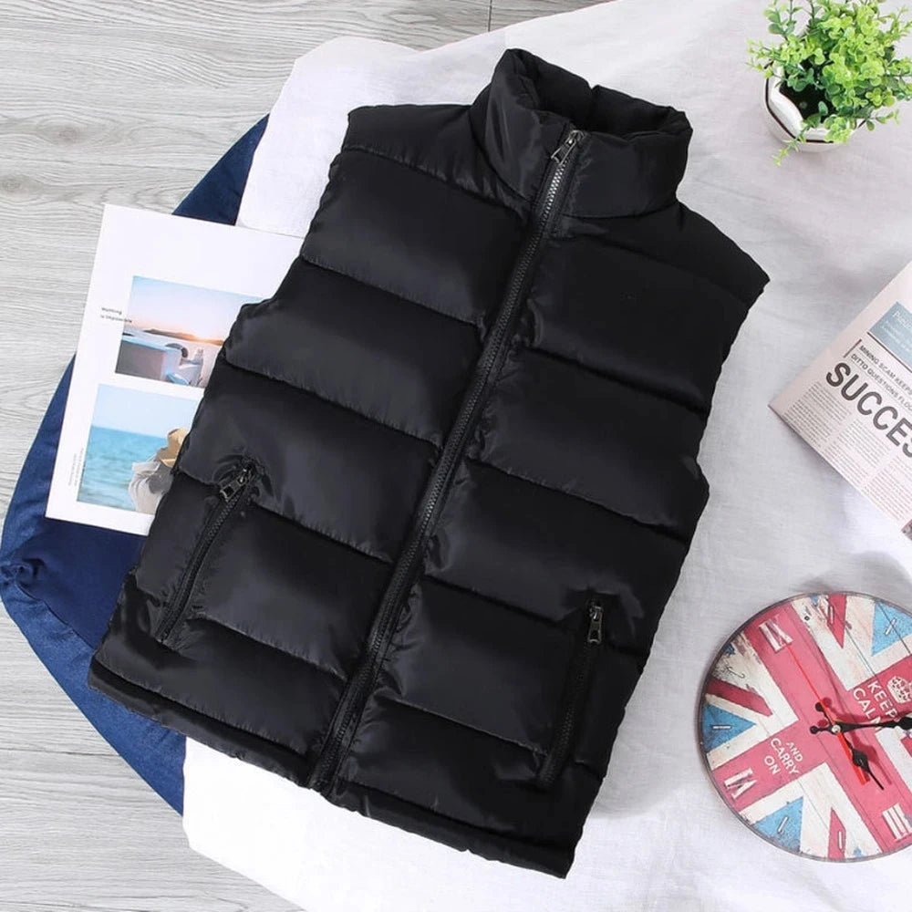 Jaqueta Colete Branco Masculina Slim Fit com Gola Alta Sem Mangas, Jaqueta Puffer Primavera Outono, Colete Casual Masculino, Casaco Quente Tendências 2023