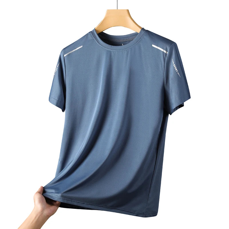 Camiseta Masculina  para Corrida, Secagem Rápida, Respirável, para Caminhada e Pesca, Macia e Elástica, Camisa Curta para Esportes ao Ar Livre no Verão