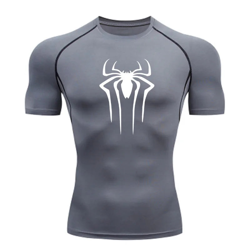 Camiseta de Compressão Nova Masculina Fitness Academia Super Herói Esporte Corrida Rashguard Manga Curta Secagem Rápida Para Homens