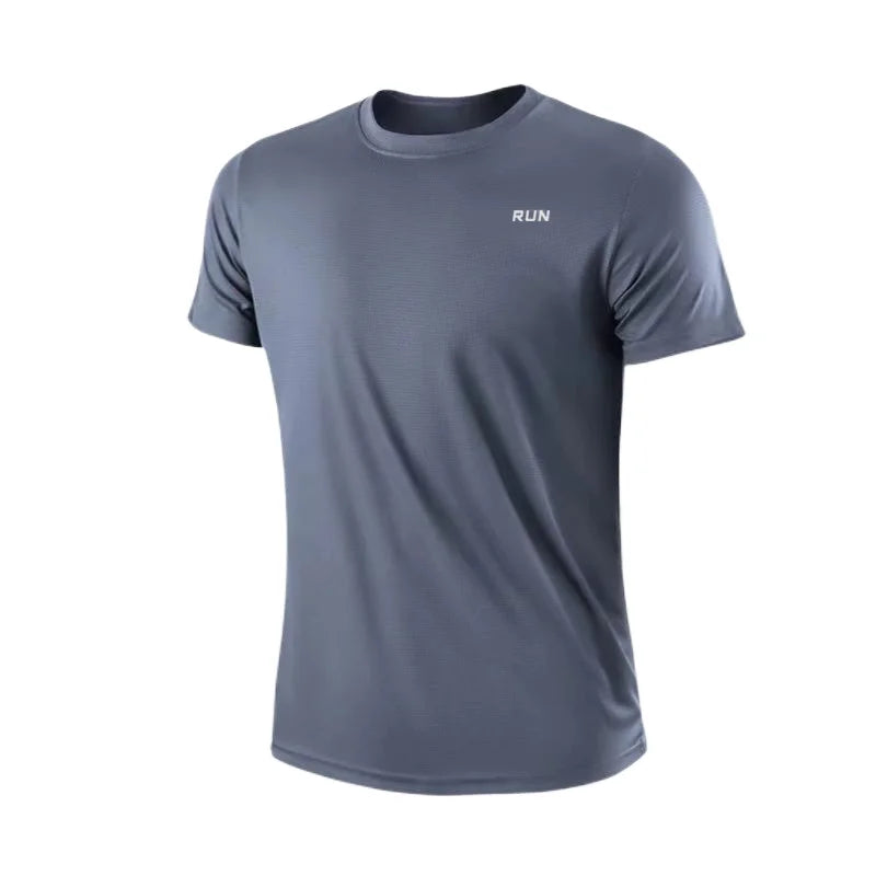 Camiseta masculina de alta qualidade, respirável, de secagem rápida, ideal para corrida, esportes e academia, confortável, de manga curta, casual e leve