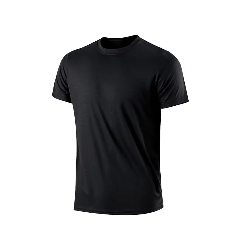 Camiseta masculina de alta qualidade, respirável, de secagem rápida, ideal para corrida, esportes e academia, confortável, de manga curta, casual e leve