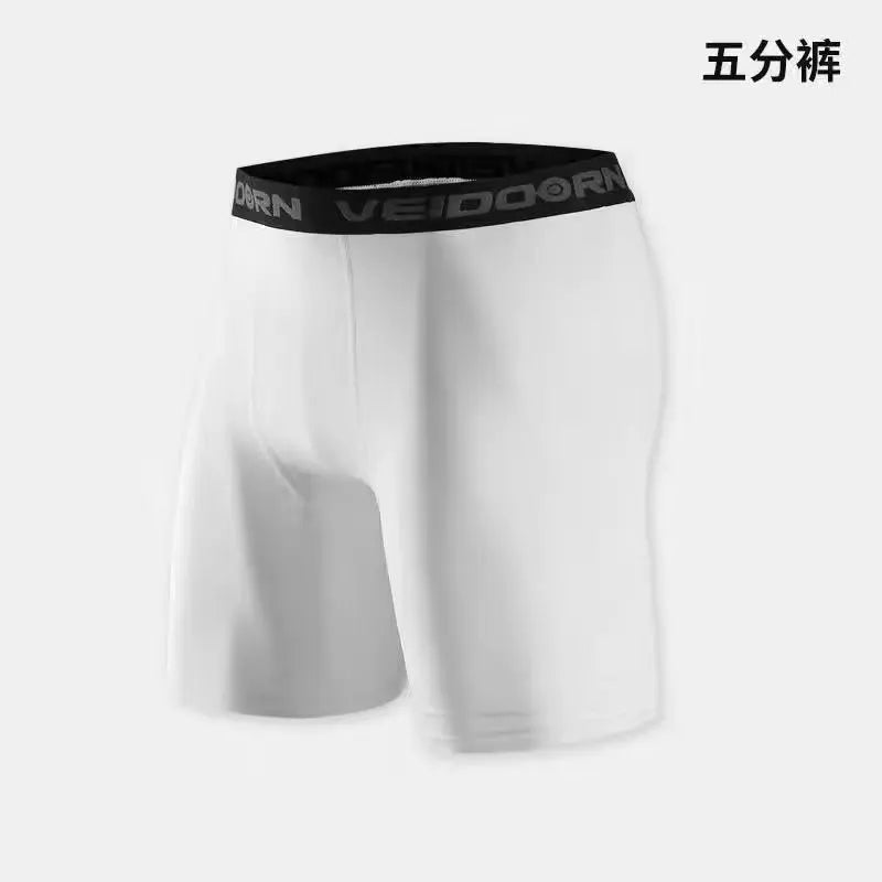 Calças de Compressão Masculinas Leggings Secagem Rápida Esportivas Camada Base Corrida Treinamento Atlético Shorts Ativos