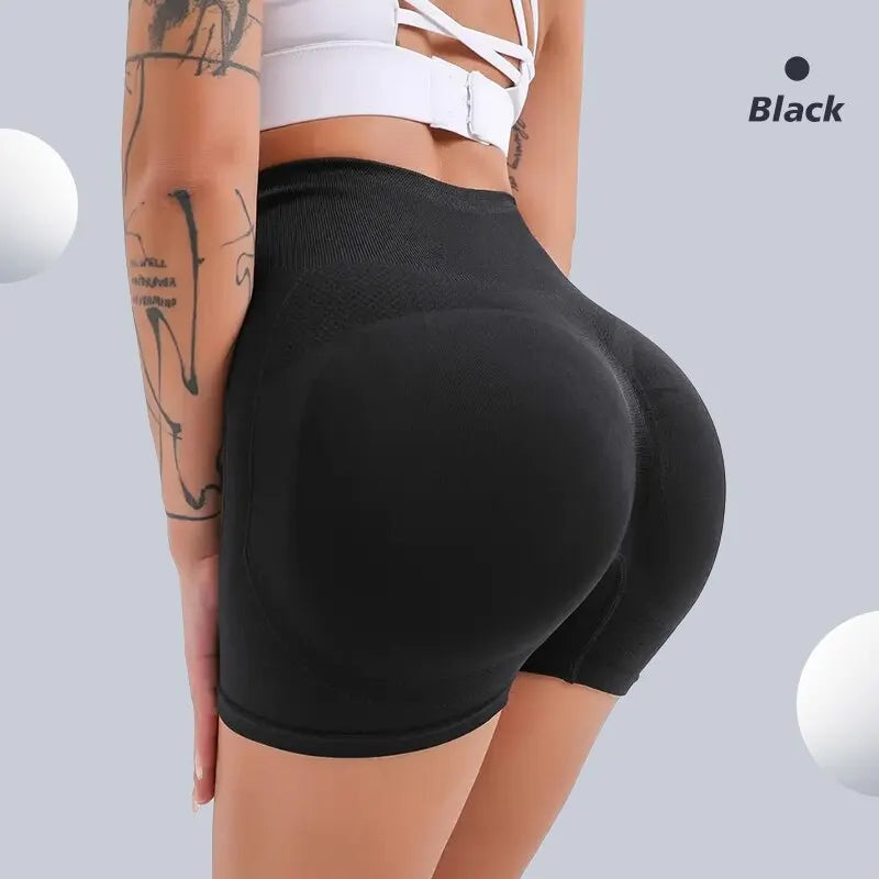 Shorts Femininos de Cintura Alta para Treino Levantamento de Bumbum Controle de Barriga Shorts de Yoga Com Franzido9