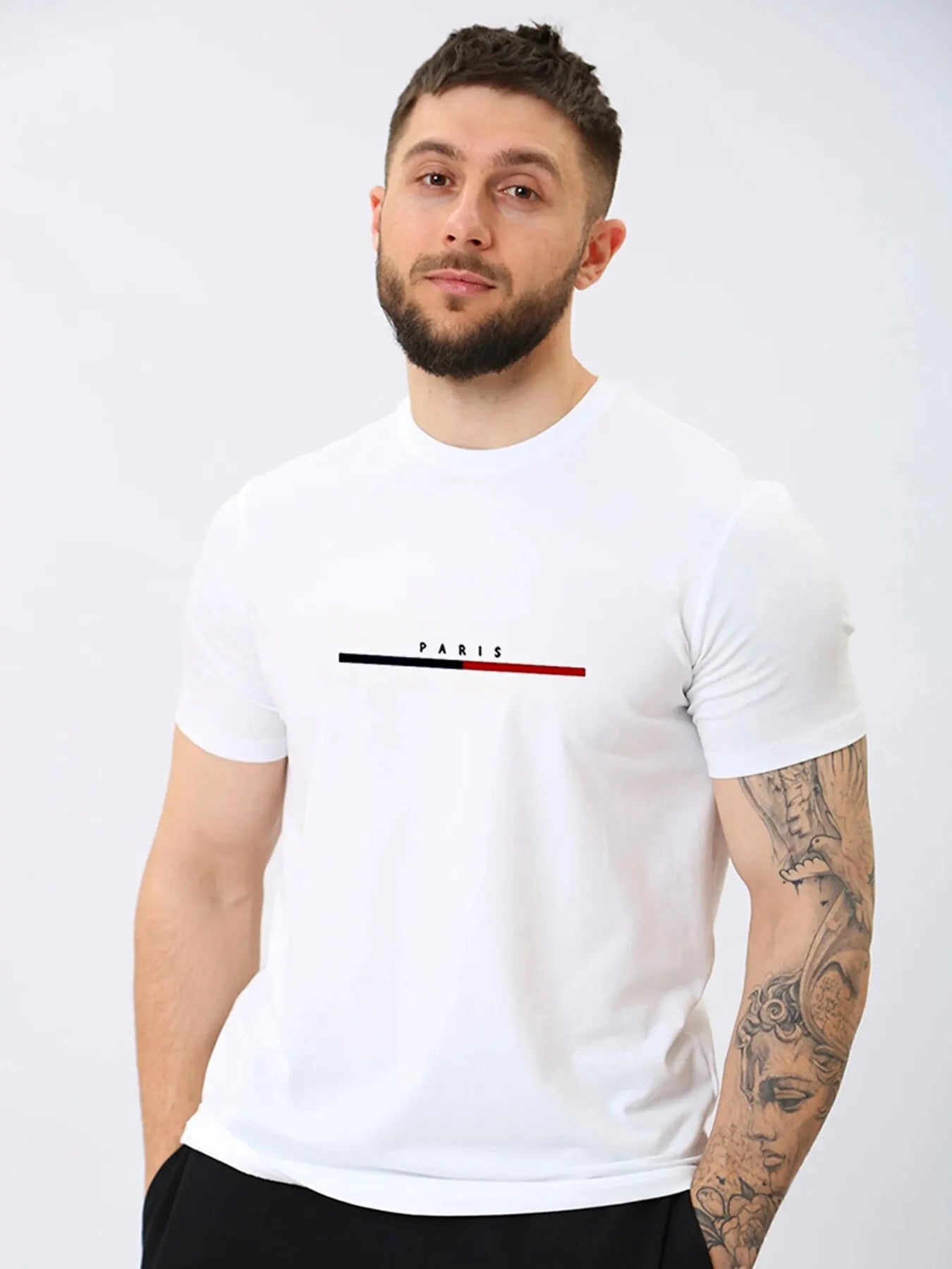 Camiseta Masculina Casual de Manga Curta Super Elástica, Impressão Digital 2025, para Uso Diário, Festa, Casa e Social, Cor Sólida, Estilo Vintage Streetwear