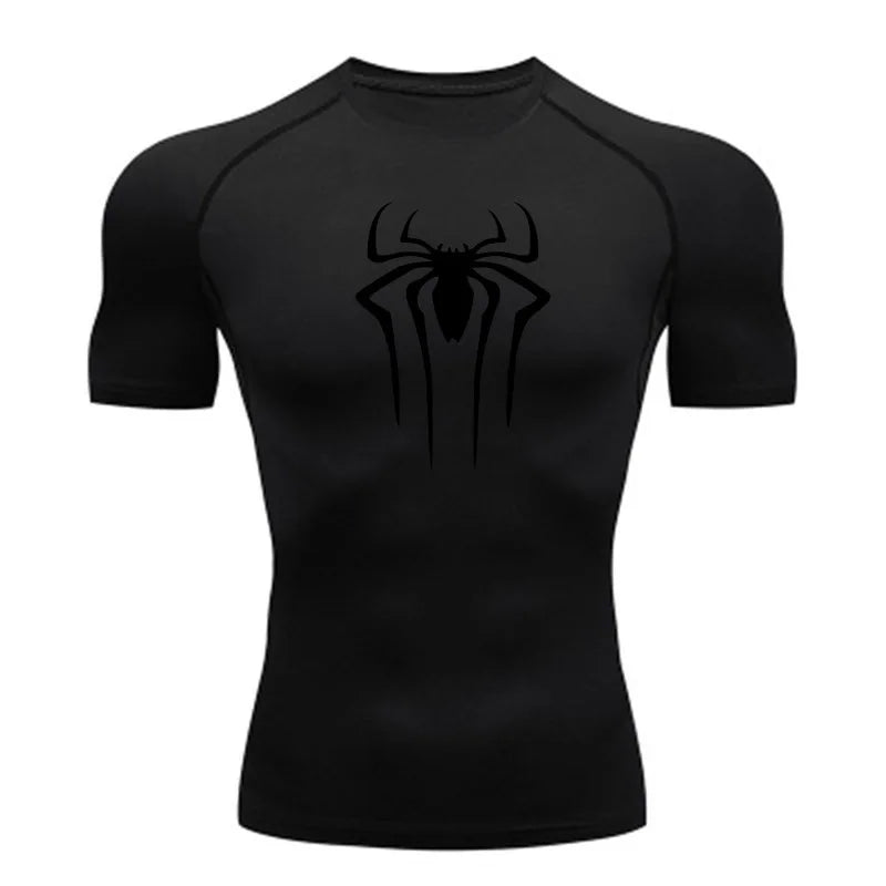Camiseta de Compressão Nova Masculina Fitness Academia Super Herói Esporte Corrida Rashguard Manga Curta Secagem Rápida Para Homens