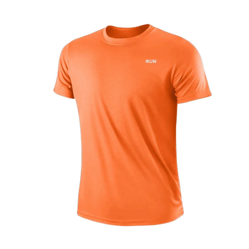 Camiseta masculina de alta qualidade, respirável, de secagem rápida, ideal para corrida, esportes e academia, confortável, de manga curta, casual e leve