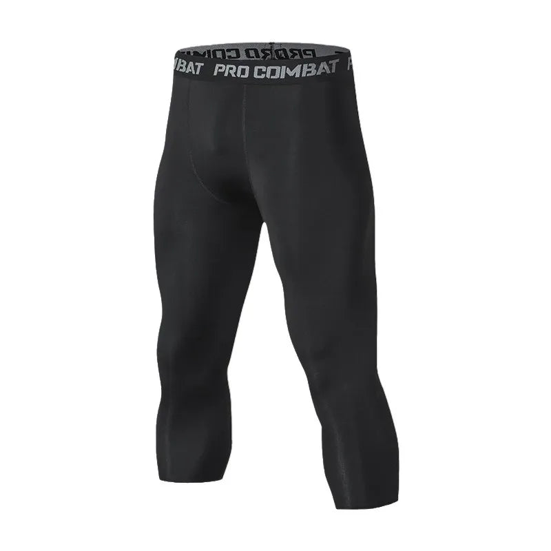 Calças de Compressão Masculinas Leggings Secagem Rápida Esportivas Camada Base Corrida Treinamento Atlético Shorts Ativos