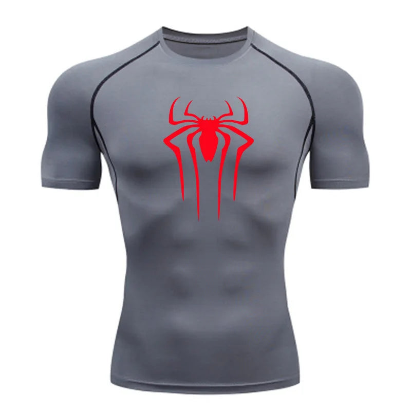 Camiseta de Compressão Nova Masculina Fitness Academia Super Herói Esporte Corrida Rashguard Manga Curta Secagem Rápida Para Homens