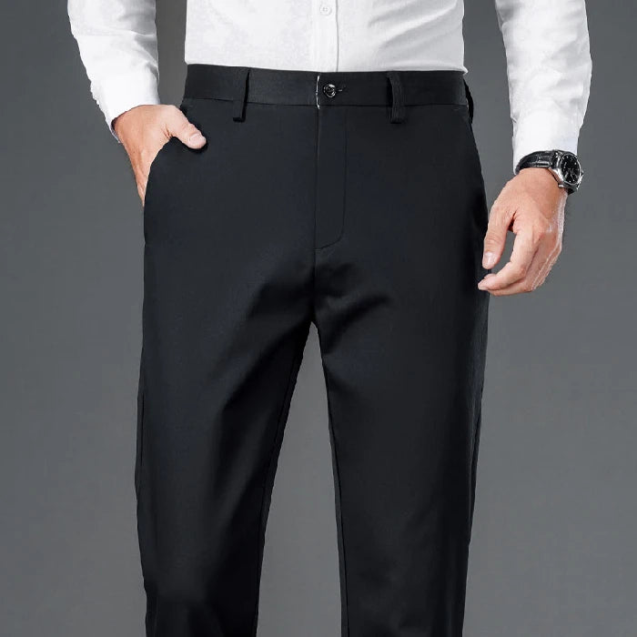 Calças Masculinas Smart Casual Stretch Esportivas de Secagem Rápida para Homens Primavera Outono Comprimento Total Reta Preto Marinho Calças de Trabalho de Escritório