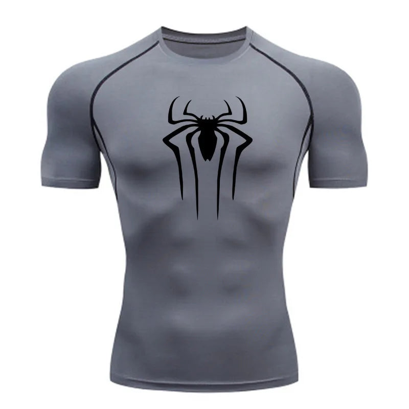 Camiseta de Compressão Nova Masculina Fitness Academia Super Herói Esporte Corrida Rashguard Manga Curta Secagem Rápida Para Homens