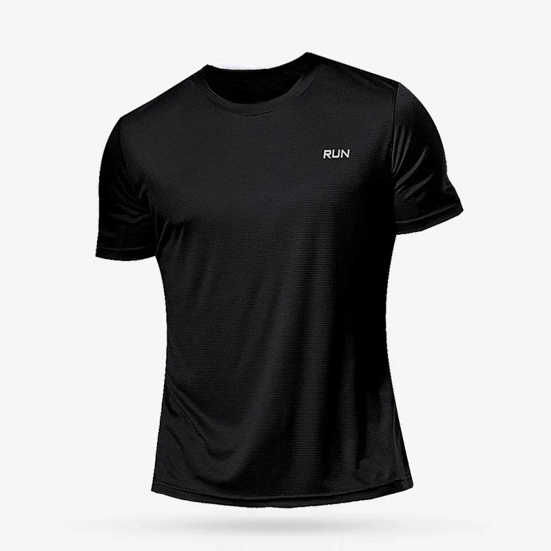 Camiseta masculina de alta qualidade, respirável, de secagem rápida, ideal para corrida, esportes e academia, confortável, de manga curta, casual e leve