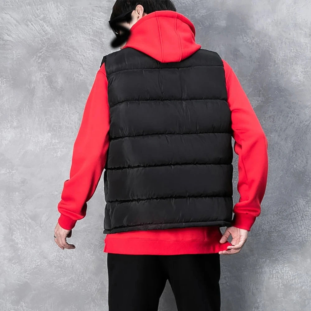 Jaqueta Colete Branco Masculina Slim Fit com Gola Alta Sem Mangas, Jaqueta Puffer Primavera Outono, Colete Casual Masculino, Casaco Quente Tendências 2023