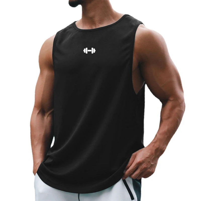 Regata Masculina de Academia Verão Roupas de Treinamento Fitness Secagem Rápida Solta Musculação Sem Mangas Men Fashion Basketball Vest