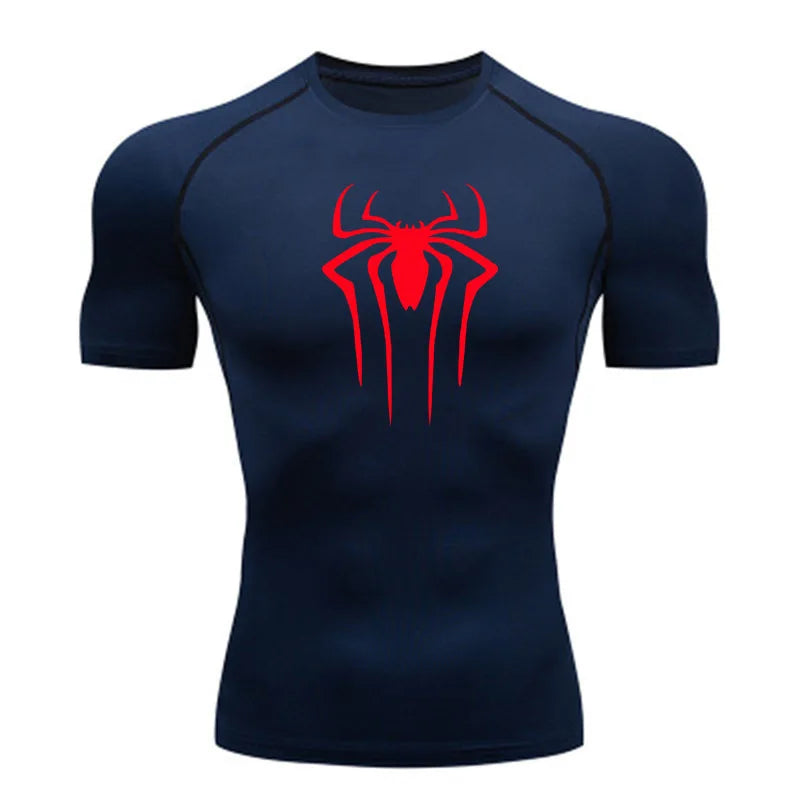Camiseta de Compressão Nova Masculina Fitness Academia Super Herói Esporte Corrida Rashguard Manga Curta Secagem Rápida Para Homens