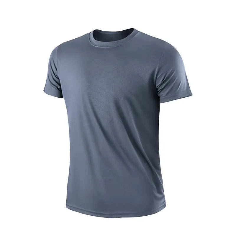 Camiseta masculina de alta qualidade, respirável, de secagem rápida, ideal para corrida, esportes e academia, confortável, de manga curta, casual e leve