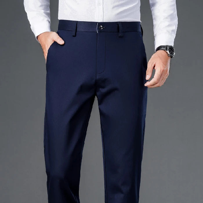 Calças Masculinas Smart Casual Stretch Esportivas de Secagem Rápida para Homens Primavera Outono Comprimento Total Reta Preto Marinho Calças de Trabalho de Escritório