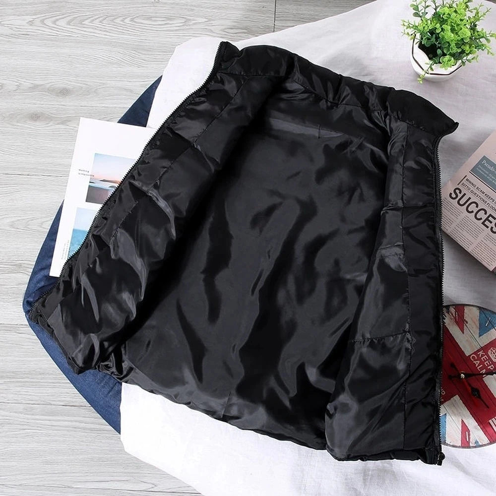 Jaqueta Colete Branco Masculina Slim Fit com Gola Alta Sem Mangas, Jaqueta Puffer Primavera Outono, Colete Casual Masculino, Casaco Quente Tendências 2023