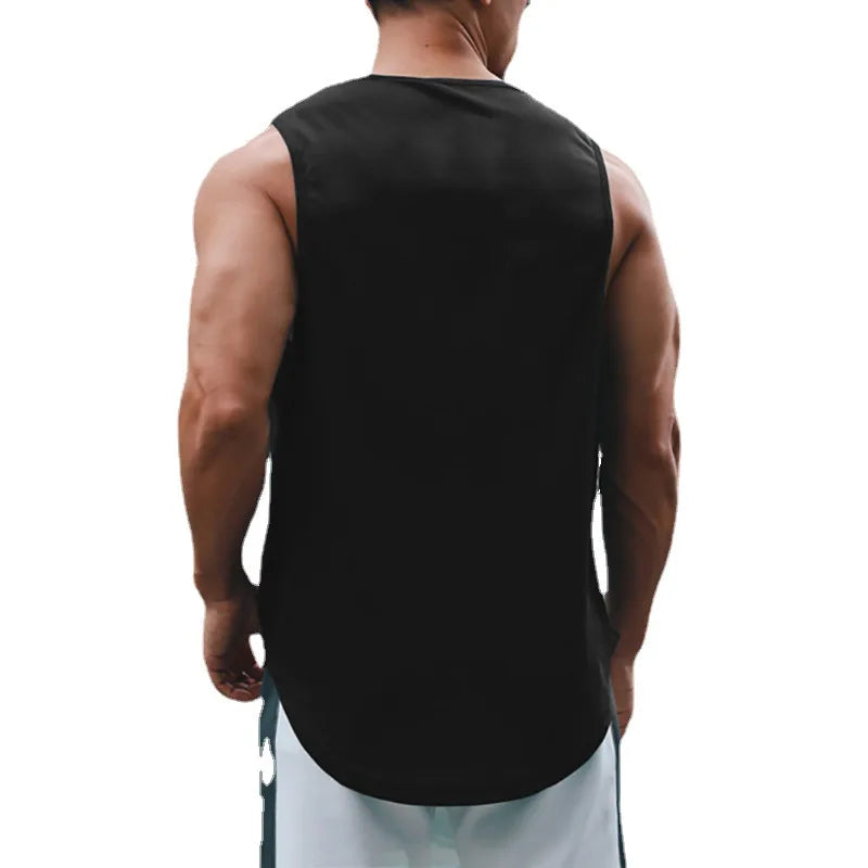 Regata Masculina de Academia Verão Roupas de Treinamento Fitness Secagem Rápida Solta Musculação Sem Mangas Men Fashion Basketball Vest