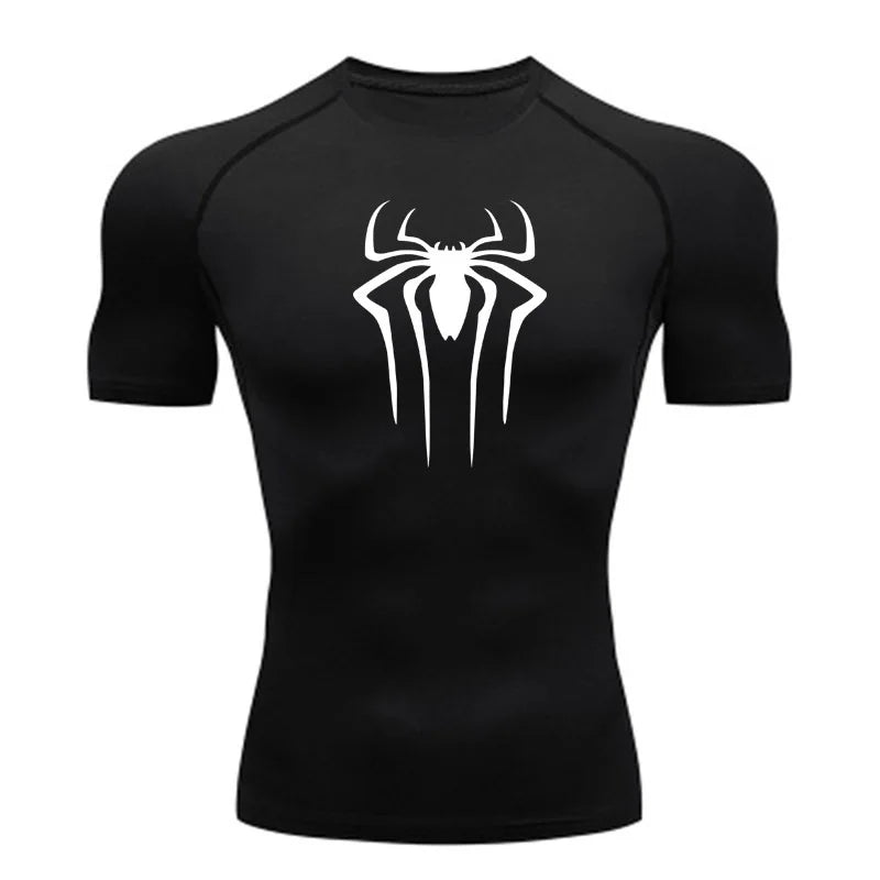 Camiseta de Compressão Nova Masculina Fitness Academia Super Herói Esporte Corrida Rashguard Manga Curta Secagem Rápida Para Homens