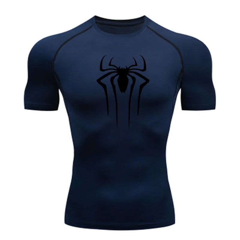 Camiseta de Compressão Nova Masculina Fitness Academia Super Herói Esporte Corrida Rashguard Manga Curta Secagem Rápida Para Homens