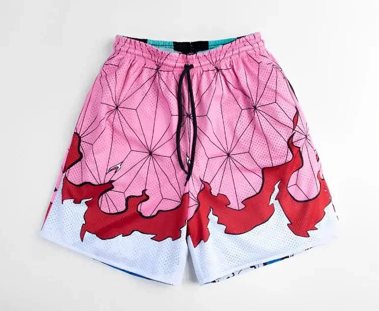 Bermudas Casuais de Anime para Homens e Mulheres, Mangá, Cartoon, Esportivas, de Academia, Fitness, com Estampa 3D, Secagem Rápida, Malha, Boardshorts de Verão Masculino
