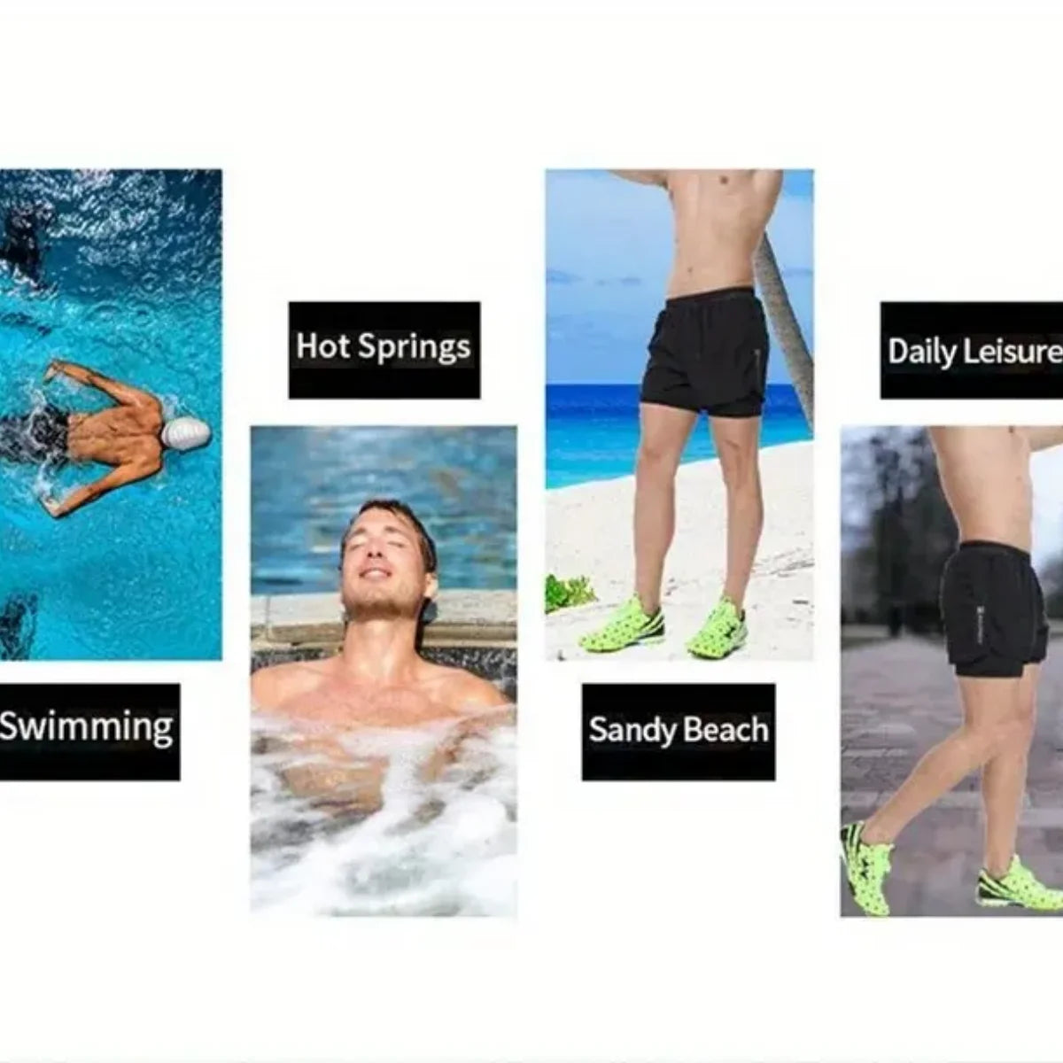 Men's Aloe Pants Athletic Shorts Two-Layer Swim Trunks: Quick-Drying, Stylish & Comfortably Fit for Beach, Pool & Hot Spring