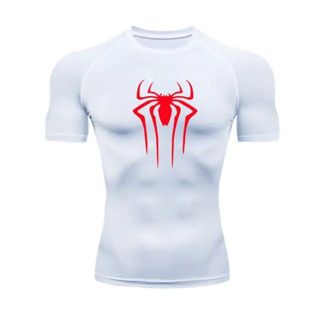 Camiseta de Compressão Nova Masculina Fitness Academia Super Herói Esporte Corrida Rashguard Manga Curta Secagem Rápida Para Homens