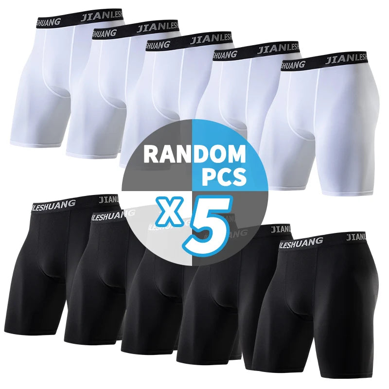 1/5 peças de roupas íntimas esportivas masculinas tamanho grande preto e branco, longas, para corrida, fitness, basquete e futebol, com cós elástico, para adolescentes