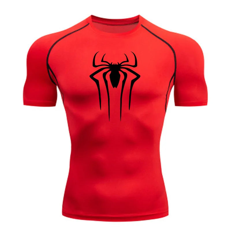 Camiseta de Compressão Nova Masculina Fitness Academia Super Herói Esporte Corrida Rashguard Manga Curta Secagem Rápida Para Homens