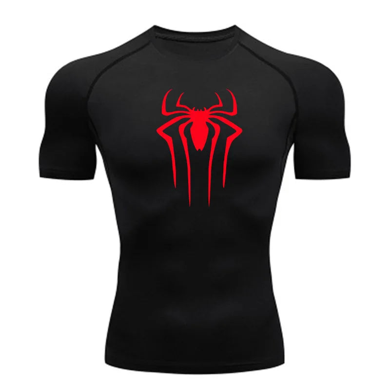 Camiseta de Compressão Nova Masculina Fitness Academia Super Herói Esporte Corrida Rashguard Manga Curta Secagem Rápida Para Homens