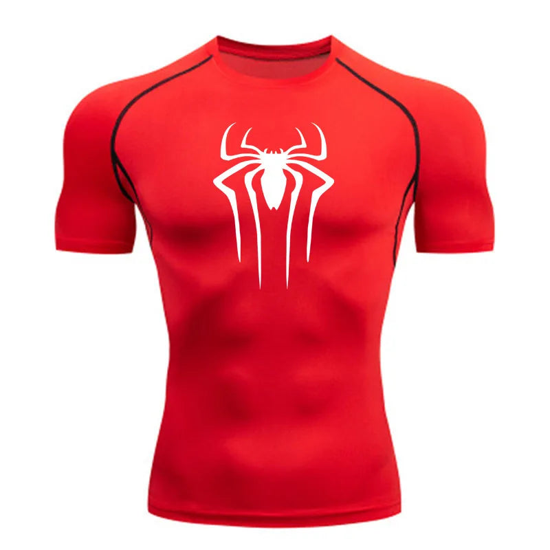 Camiseta de Compressão Nova Masculina Fitness Academia Super Herói Esporte Corrida Rashguard Manga Curta Secagem Rápida Para Homens