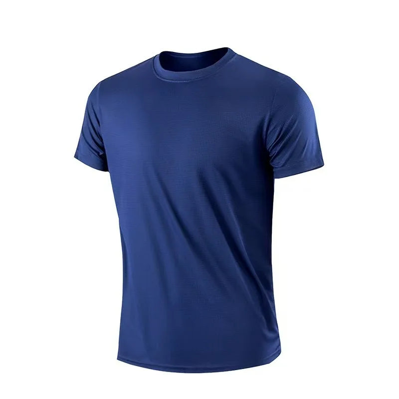 Camiseta masculina de alta qualidade, respirável, de secagem rápida, ideal para corrida, esportes e academia, confortável, de manga curta, casual e leve