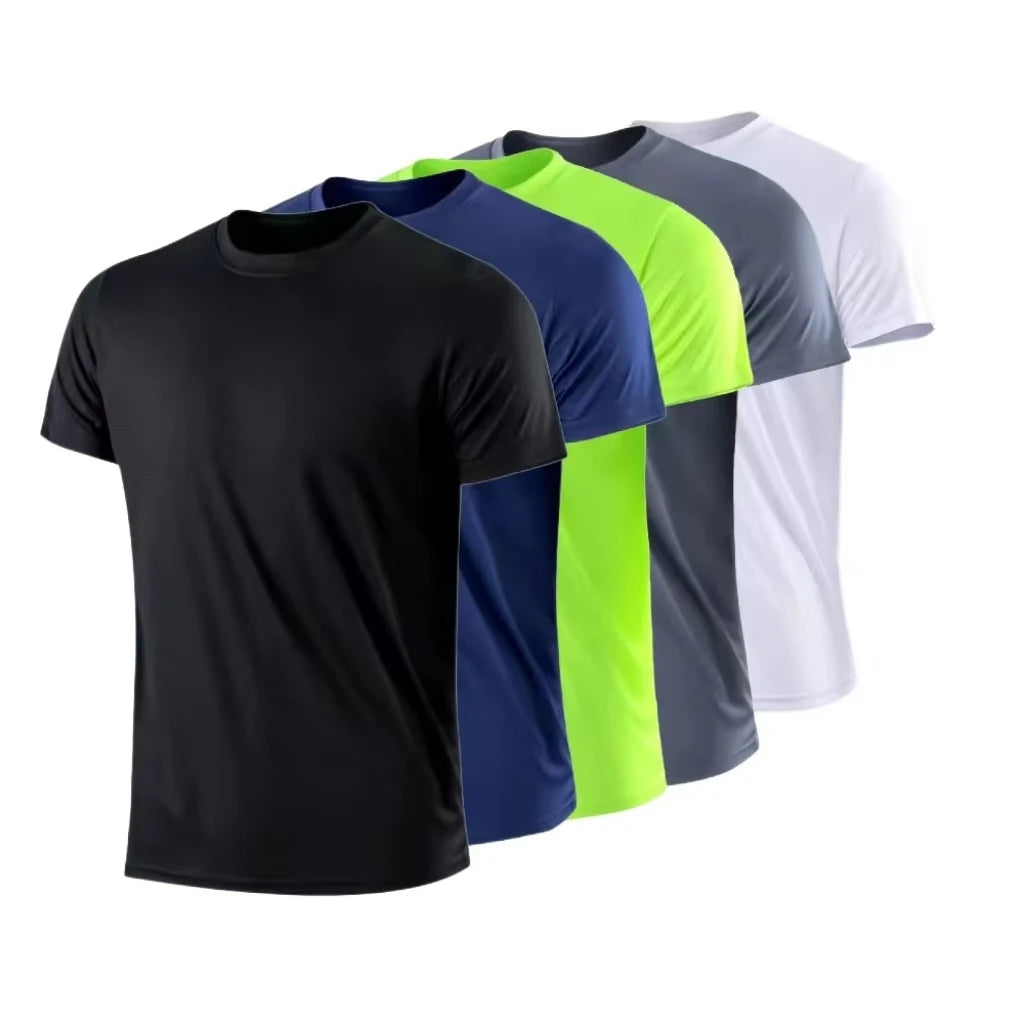 Camiseta masculina de alta qualidade, respirável, de secagem rápida, ideal para corrida, esportes e academia, confortável, de manga curta, casual e leve