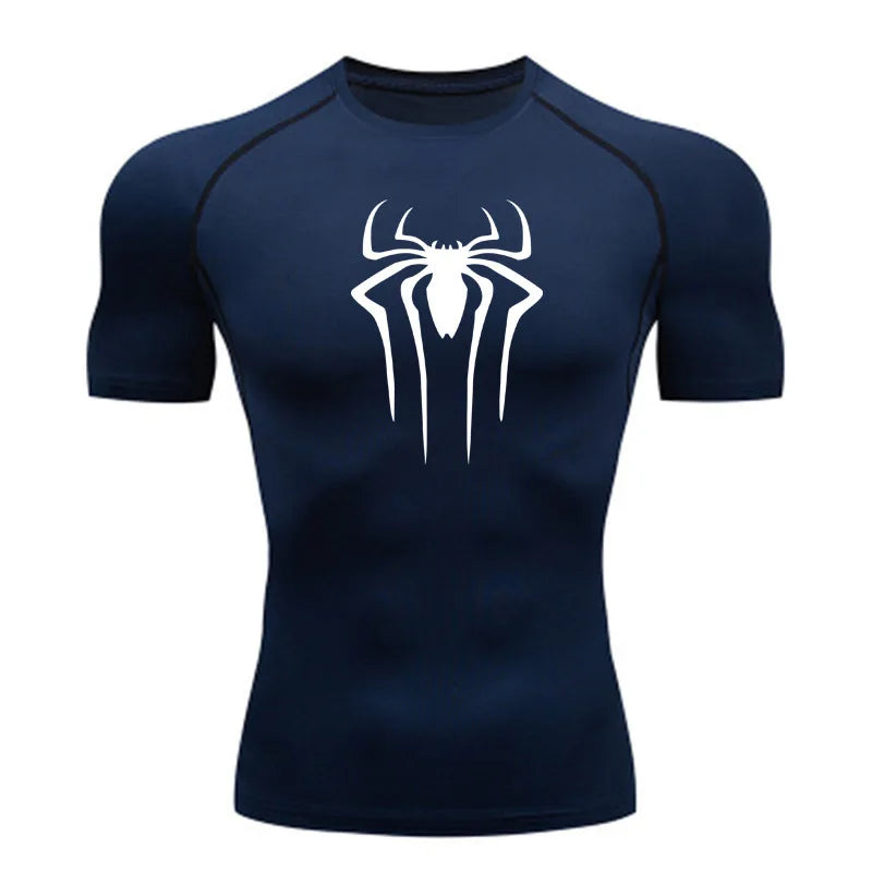 Camiseta de Compressão Nova Masculina Fitness Academia Super Herói Esporte Corrida Rashguard Manga Curta Secagem Rápida Para Homens