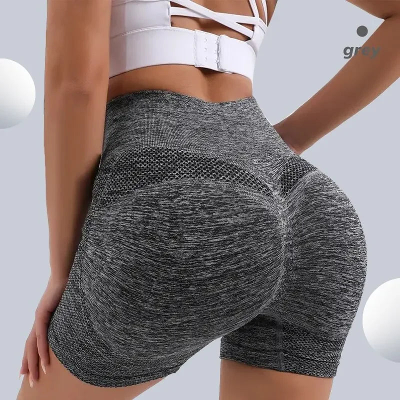 Shorts Femininos de Cintura Alta para Treino Levantamento de Bumbum Controle de Barriga Shorts de Yoga Com Franzido9