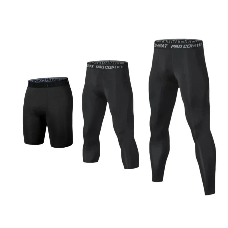 Calças de Compressão Masculinas Leggings Secagem Rápida Esportivas Camada Base Corrida Treinamento Atlético Shorts Ativos