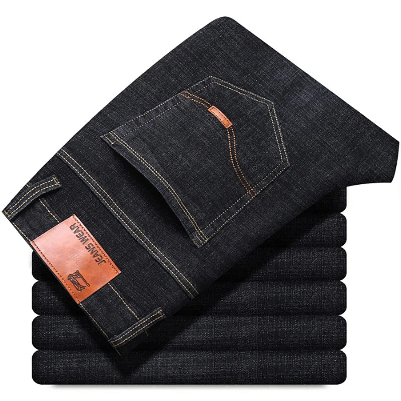 Calça Masculina Nova Ajuste Slim Stretch Luxo Leve Confortável Macia Fashion Casual Comercial Reta Jeans Marca