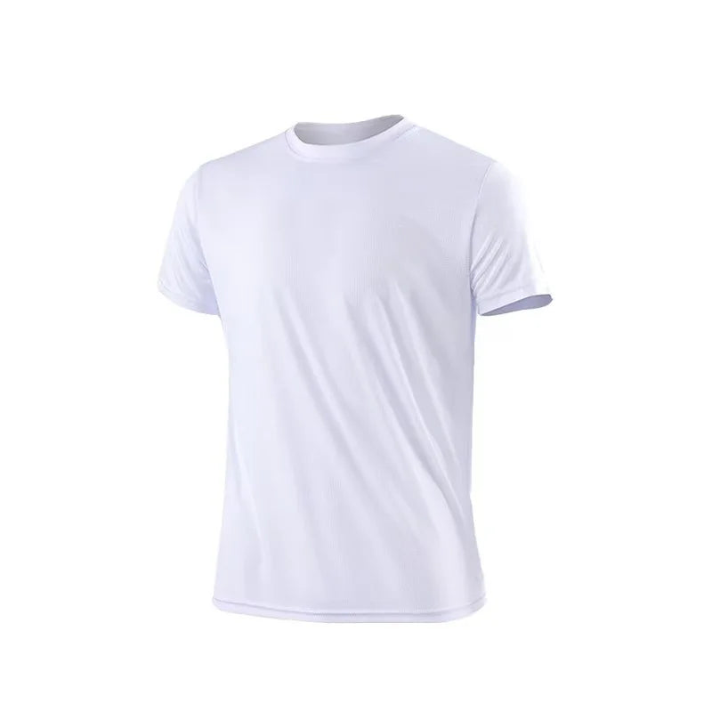 Camiseta masculina de alta qualidade, respirável, de secagem rápida, ideal para corrida, esportes e academia, confortável, de manga curta, casual e leve