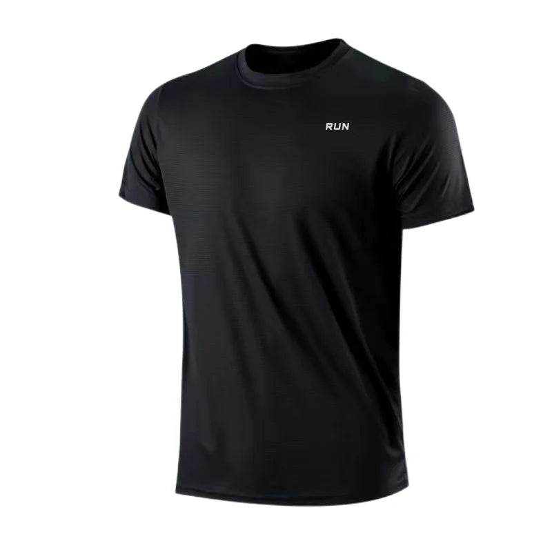 Camiseta masculina de alta qualidade, respirável, de secagem rápida, ideal para corrida, esportes e academia, confortável, de manga curta, casual e leve