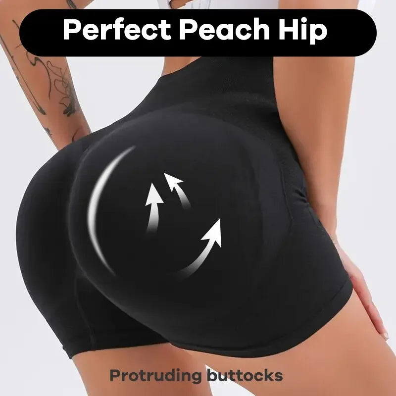 Shorts Femininos de Cintura Alta para Treino Levantamento de Bumbum Controle de Barriga Shorts de Yoga Com Franzido9