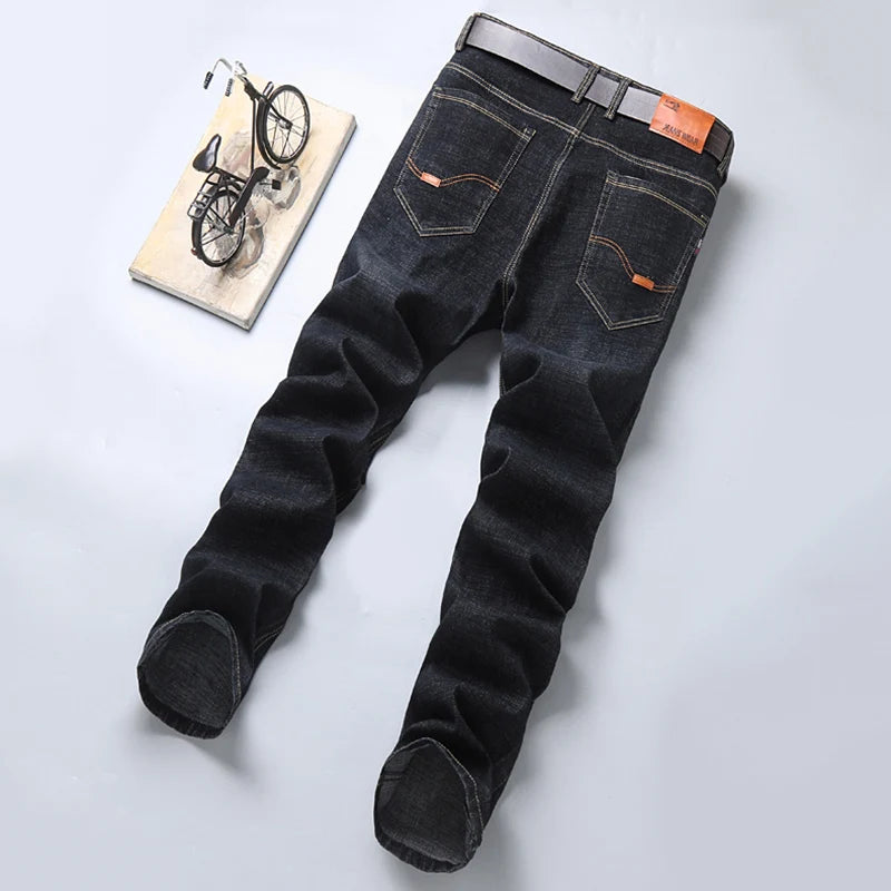 Calça Masculina Nova Ajuste Slim Stretch Luxo Leve Confortável Macia Fashion Casual Comercial Reta Jeans Marca